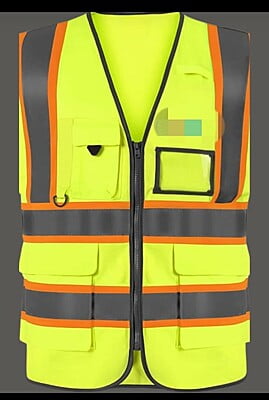 ISAFE Executive Safety Jacket, Multi-Purpose Safety Jacket With 4 Pockets, 2-inch Reflective Stripes at the Front & Back, Keep Yourself More Visible With 360 Degree Visibility (1)(GREEN-NEON)