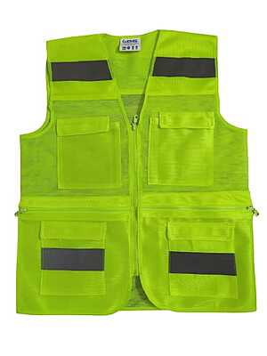 ISAFE SAFETY JACKET WITH 4 POCKETS AND HIGH VISIBILITY REFLECTIVE TAPE