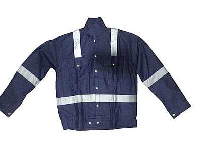 ISAFE Industrial Workwear Safety Waistcoat Jeans Jacket with Reflective Tape for Worker, Engineers, Supervisor