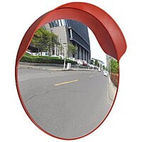 Red Round Road Safety Convex Mirror. Red Round Road Safety Convex Mirror.