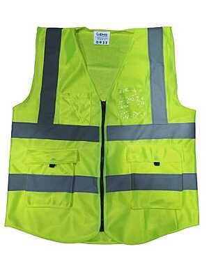It's Own High Visibility 2" Reflective Safety Zipper Jacket with 4 Pockets Polyester Fabric Green Free Size