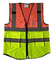 ISAFE NEON GREEN ORANGE 2- TONE SAFETY VEST ISAFE NEON GREEN ORANGE 2- TONE SAFETY VEST